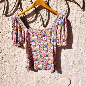 Boden Eva Puff Sleeve Square Neck Jersey Sz. 2 Top